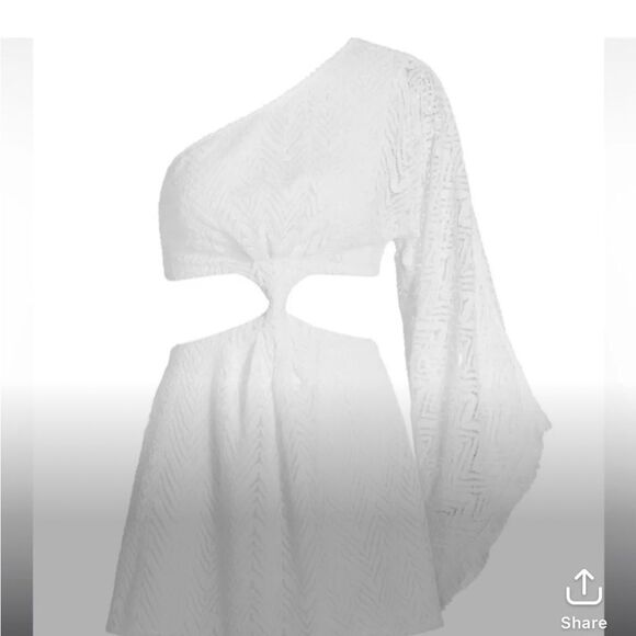 - NWOT 375.00 RAMY BROOK Textured Lace Henrietta One-Shoulder Dress Size Large - Picture 4 of 4